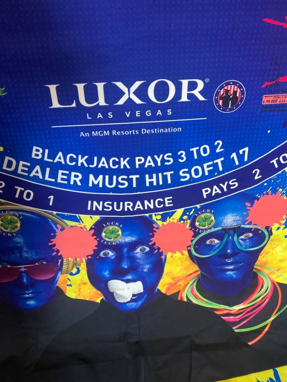Luxor Las Vegas Blue Man Group Blackjack Felt Tablecloth - Unused RARE Unique - Picture 9 of 16